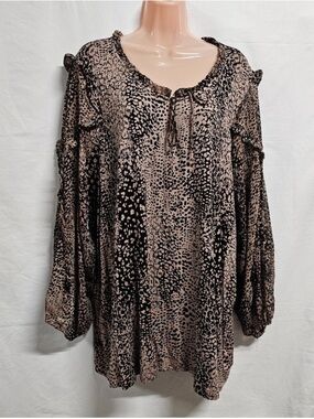 Maeve Anthropologie Animal Print Blouse Size 3X Flowy Boho Top